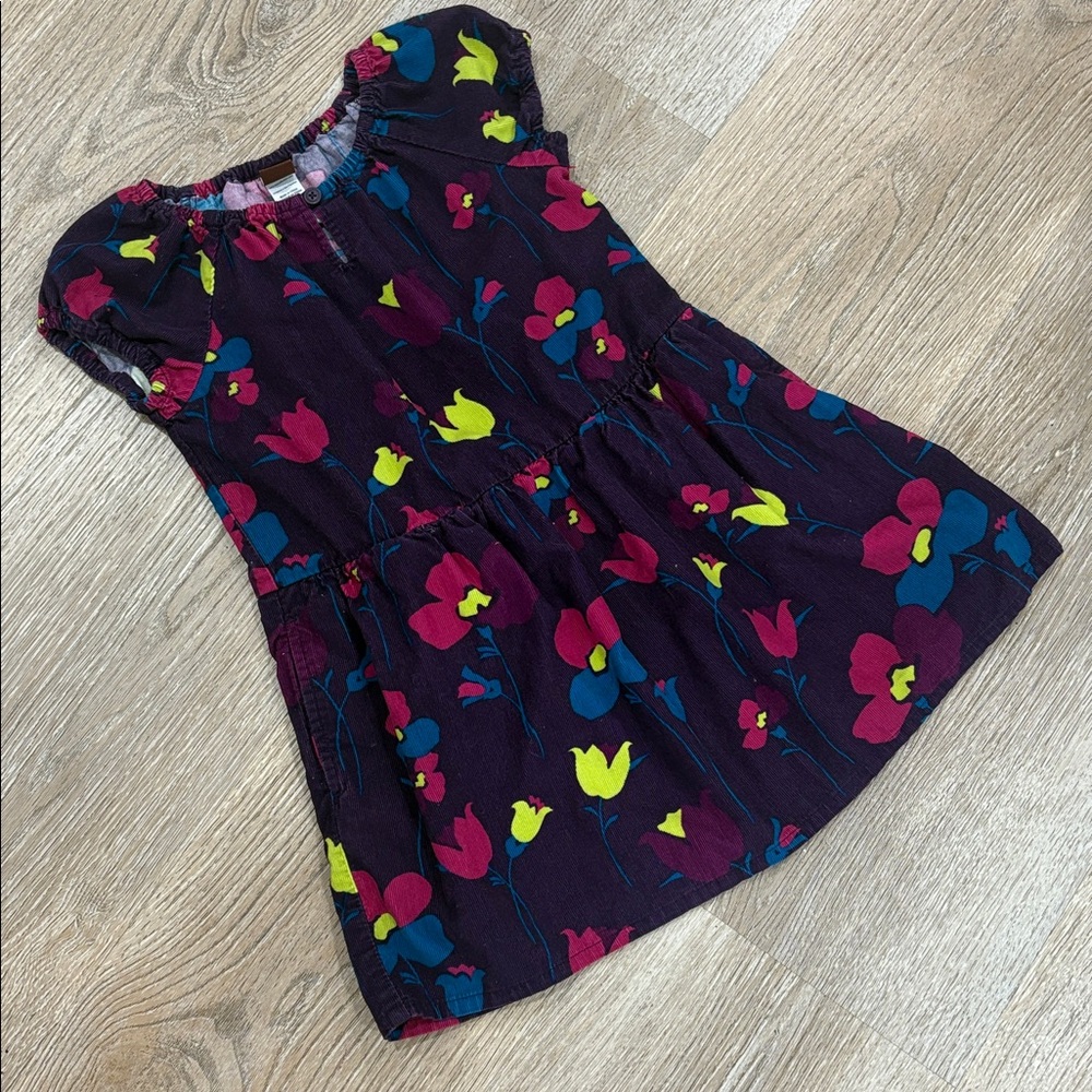 Tea Collection Purple Floral Corduroy‎ Dress Girls Size 5